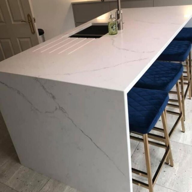 White Quartz Kitchen Worktops Island