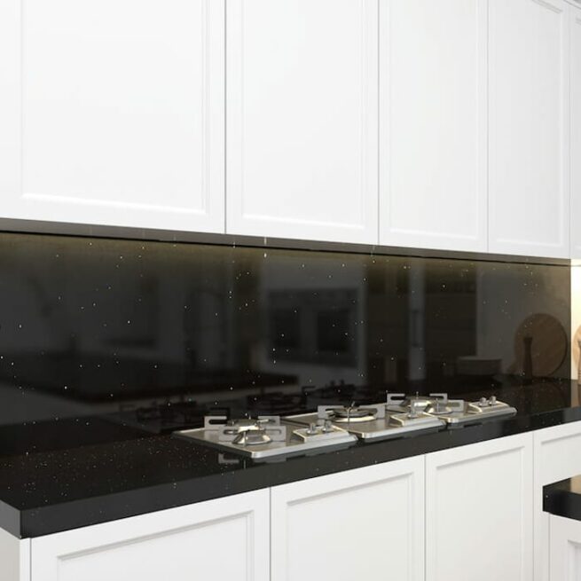 Fugen Black Shimmer Quartz Kitchen Worktops